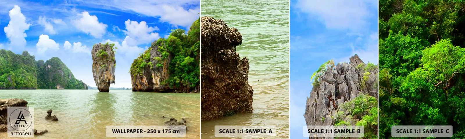 Campione Di Fotomurale Standard Eco - Meraviglie rocciose della natura - Paesaggio, Natura, Tropici - 100x30 cm