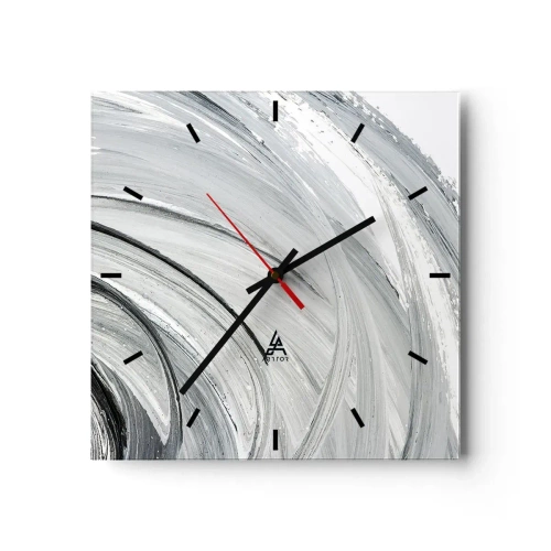 Orologio da parete - Orologio in Vetro - Un vortice monocromatico nelle tonalità del grigio e del nero - 30x30cm - Composizione orbitale - Decorazione murale moderna per soggiorno e camera da letto ARTTOR