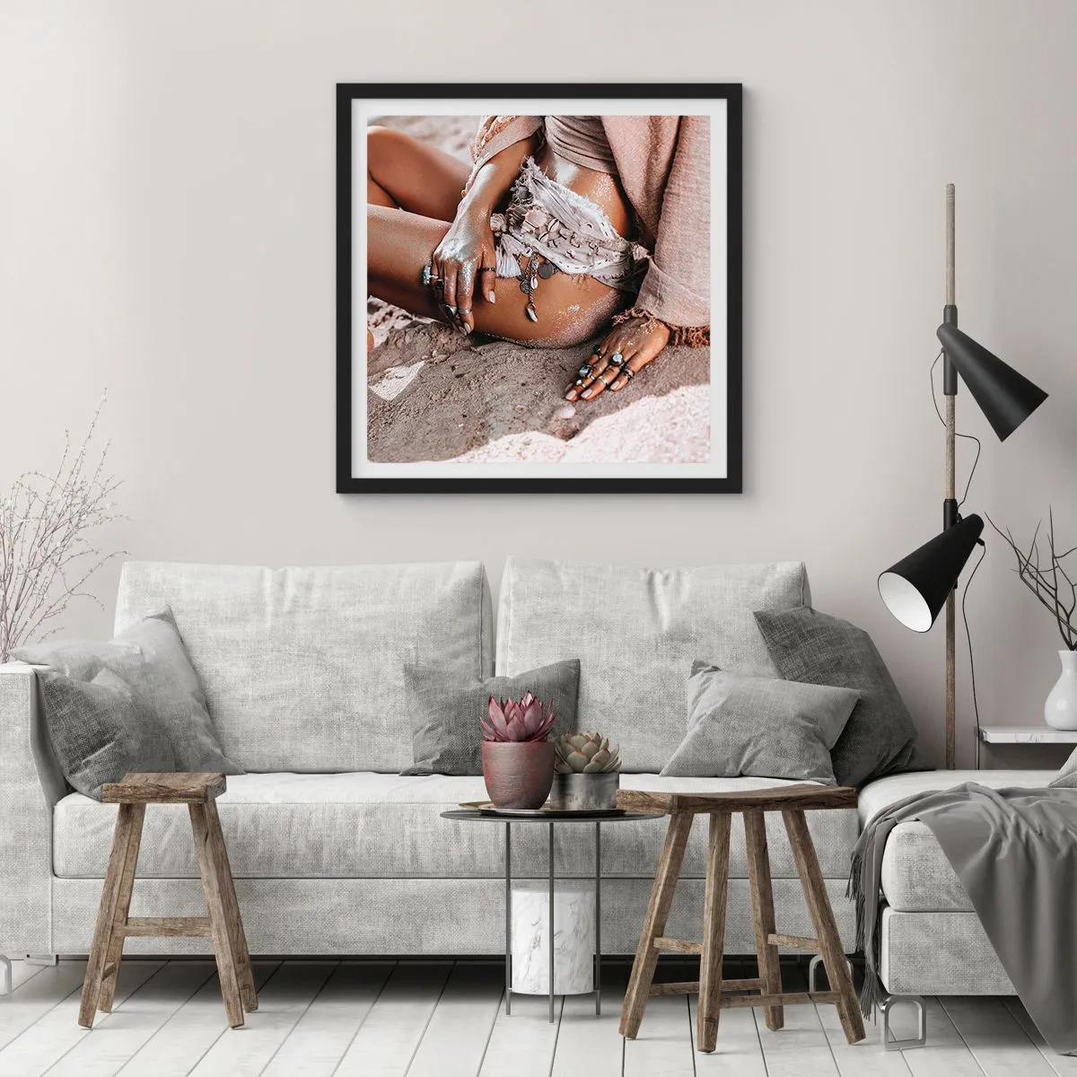 Poster in cornice nera - Gettata dalle onde? - 30x30 cm