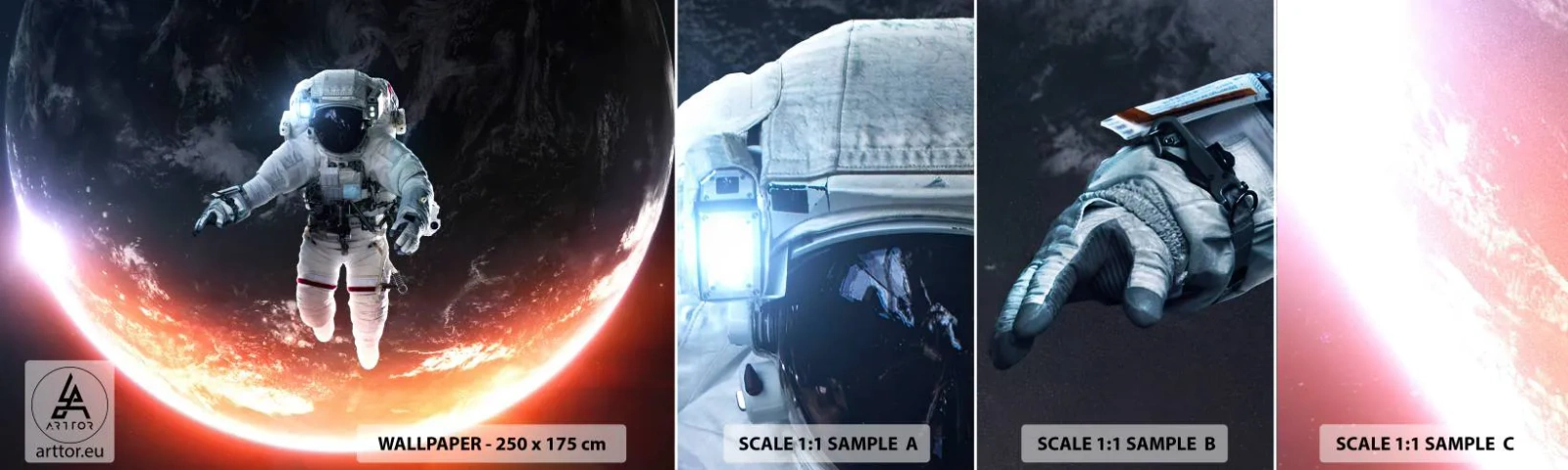 Campione di Fotomurale Adesivo Deluxe Sticker - Posso restare ancora un po'? - Astronauta, Cosmo, Cosmonauta - 100x30 cm