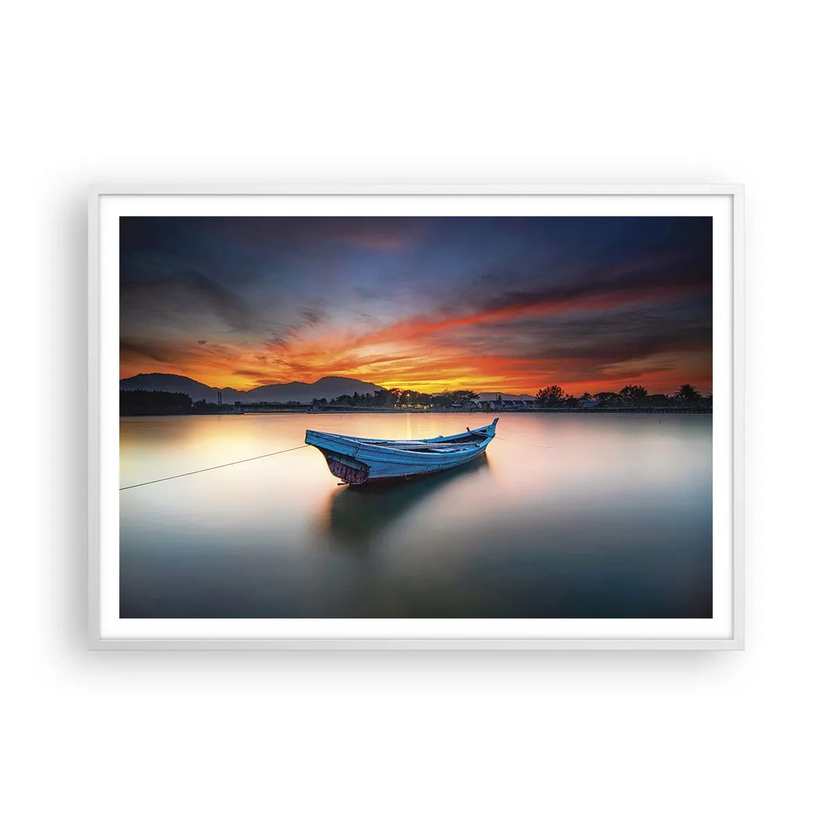 Poster in cornice bianca - Viene una notte buona - 100x70 cm