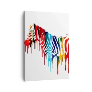 Quadro su tela - Stampe su Tela - Zebra astratta in colori vivaci con effetto vernice - 50x70cm - Non solo bianco e nero - Decorazione murale moderna per soggiorno e camera da letto ARTTOR