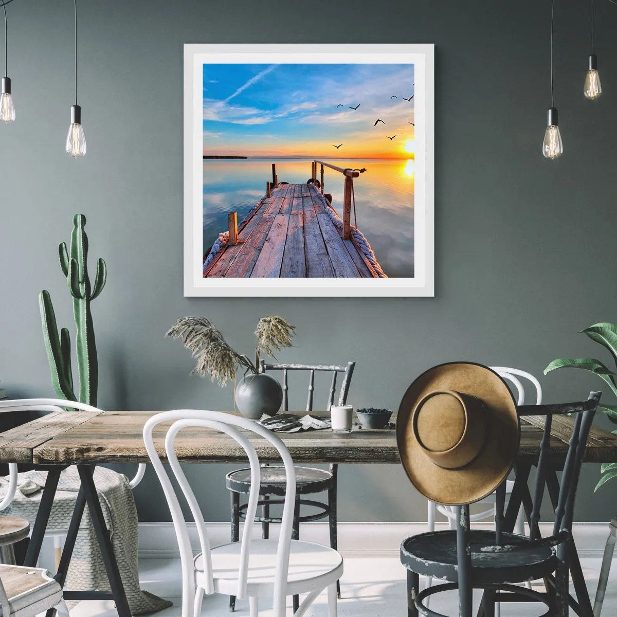 Poster in cornice bianca - Camminando verso il sole - 60x60 cm