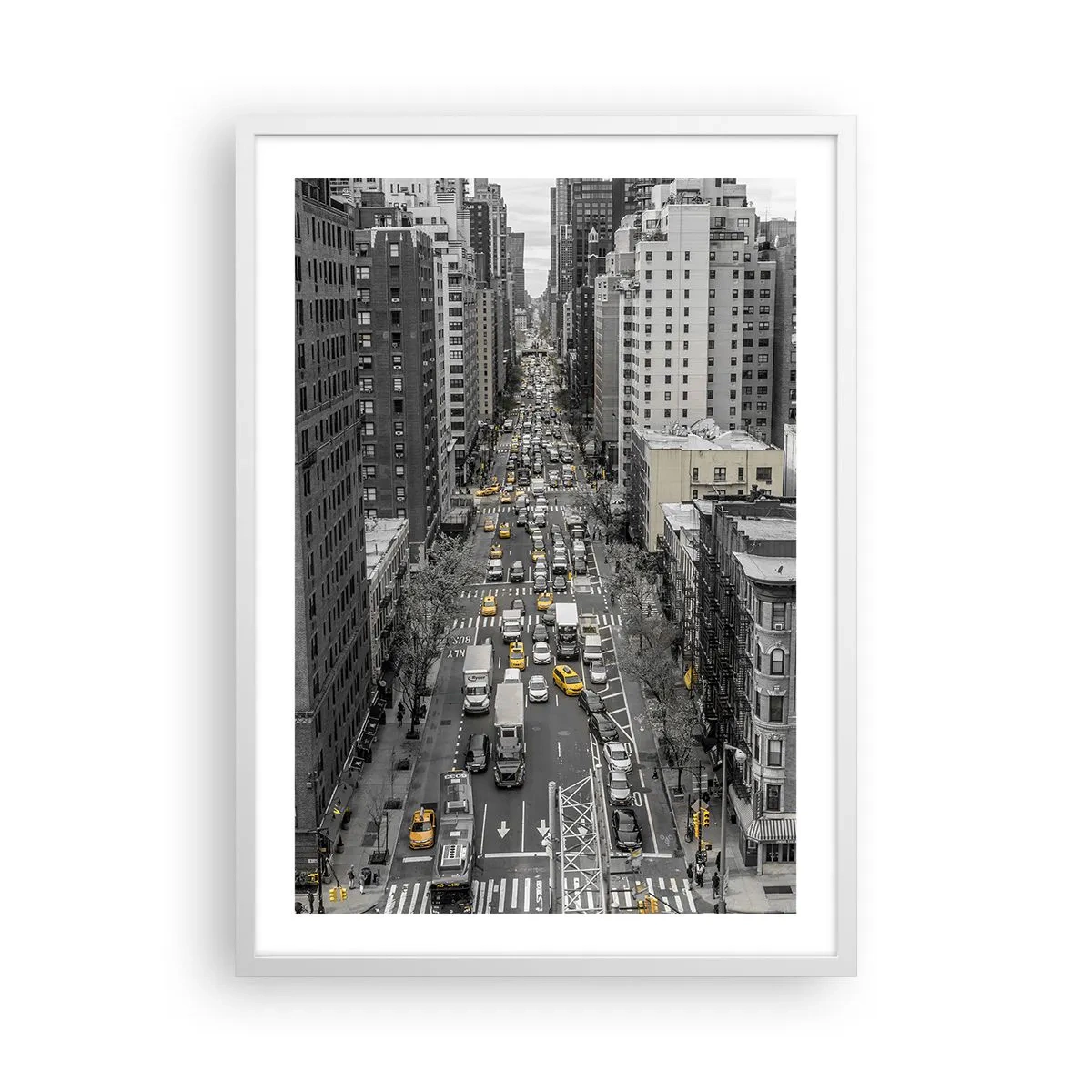 Poster in cornice bianca - La vita a New York - 50x70 cm