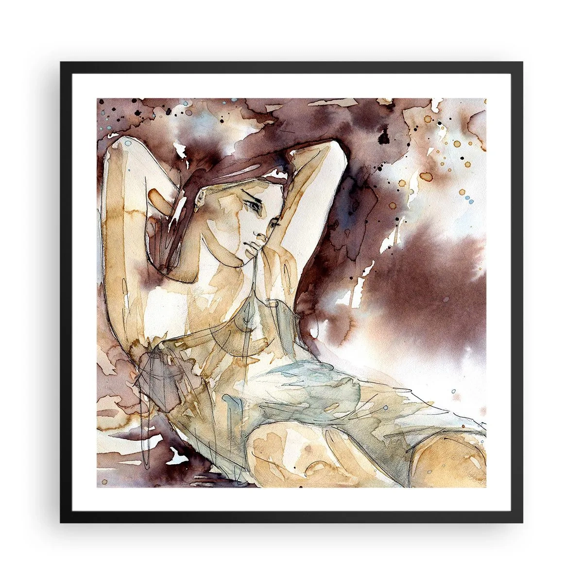 Poster in cornice nera - Di umore lilla - 60x60 cm