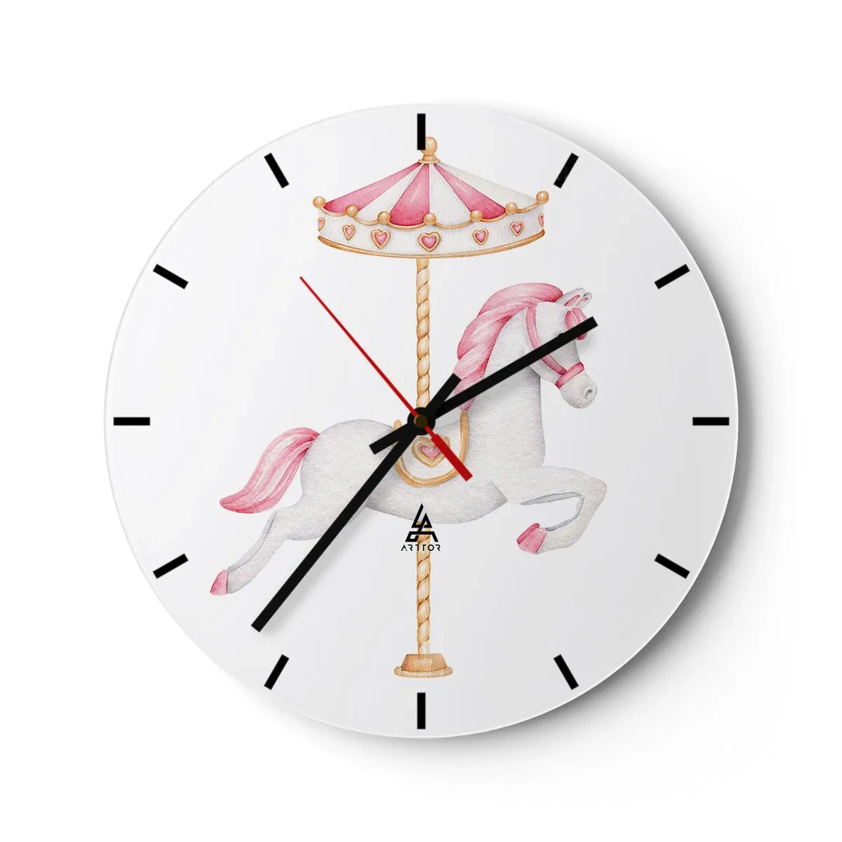 Orologio da parete - Orologio in Vetro - Partito al galoppo. - 40x40 cm