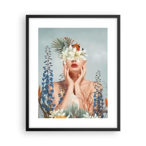 Poster in cornice nera - Donna - fiore - 40x50 cm