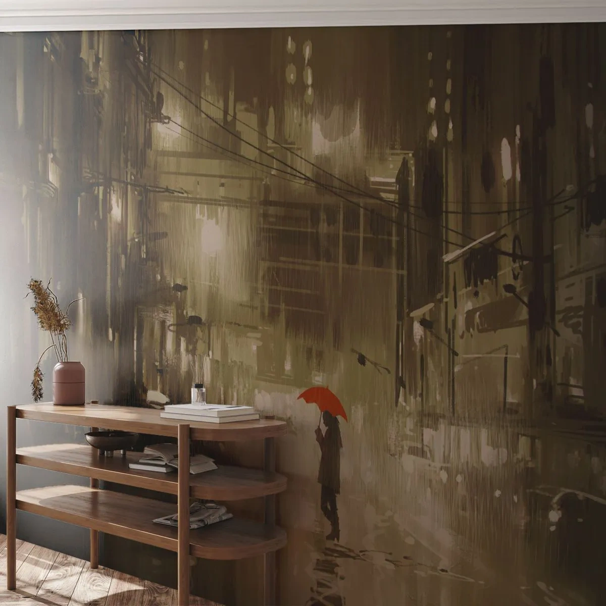 Fotomurali Premium Sand - Sola ma non solitaria - Città, Donna, Architettura - 500x350 cm