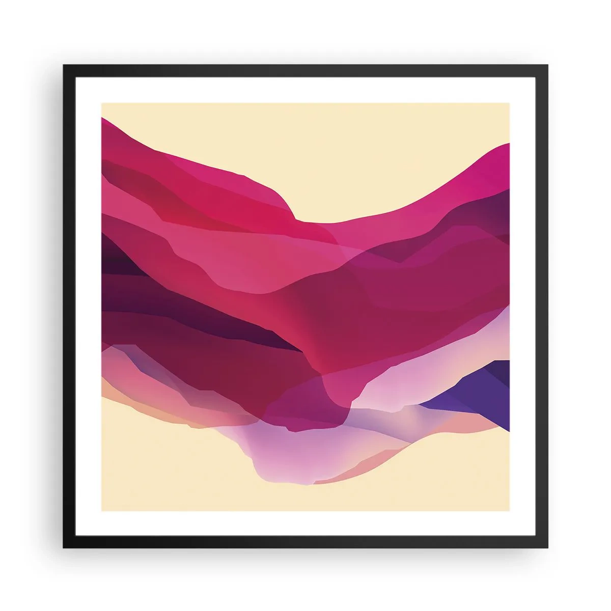 Poster in cornice nera - Onde di porpora - 60x60 cm