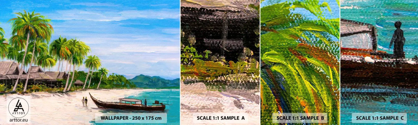 Campione Di Fotomurale Standard Eco - Sogno esotico - Spiaggia, Esotismo, palme - 100x30 cm