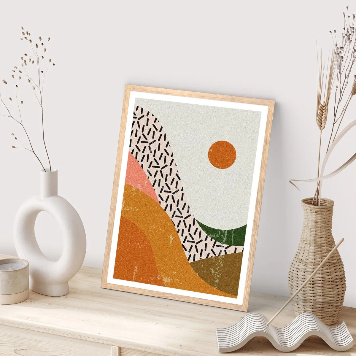 Poster in cornice rovere chiaro - Astrazione solare - 61x91 cm