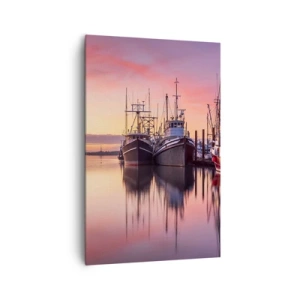 Quadro su tela - Stampe su Tela - Barche da pesca nel porto al tramonto - 80x120cm - Prima del giorno successivo - Decorazione murale moderna per soggiorno e camera da letto ARTTOR