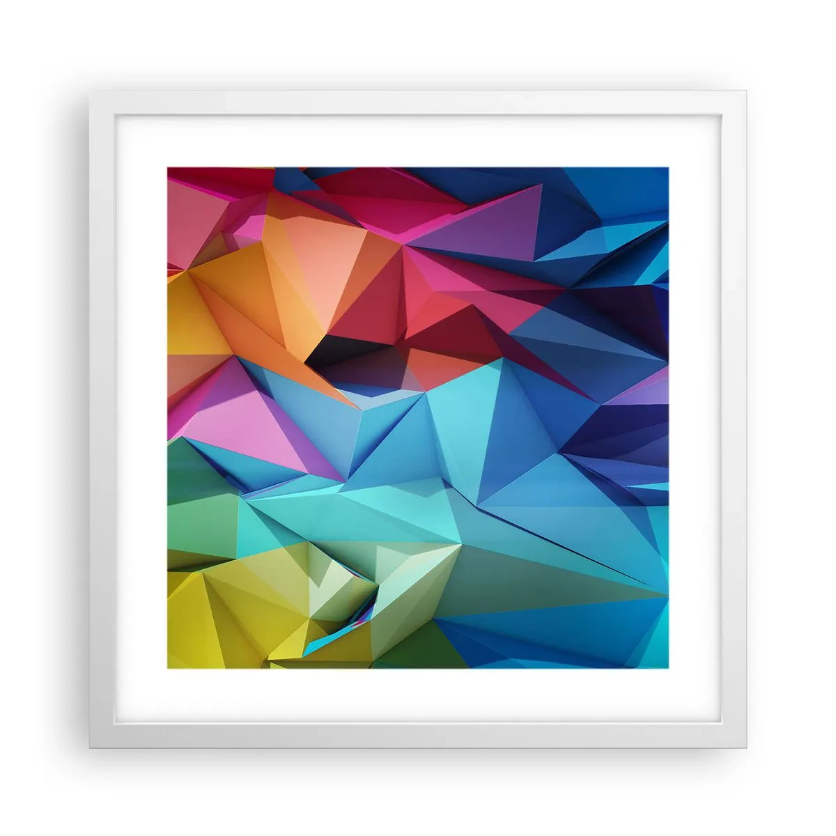 Poster in cornice bianca - Origami arcobaleno - 40x40 cm