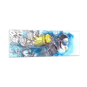 Quadro su vetro - Il grande blu - 90x30 cm