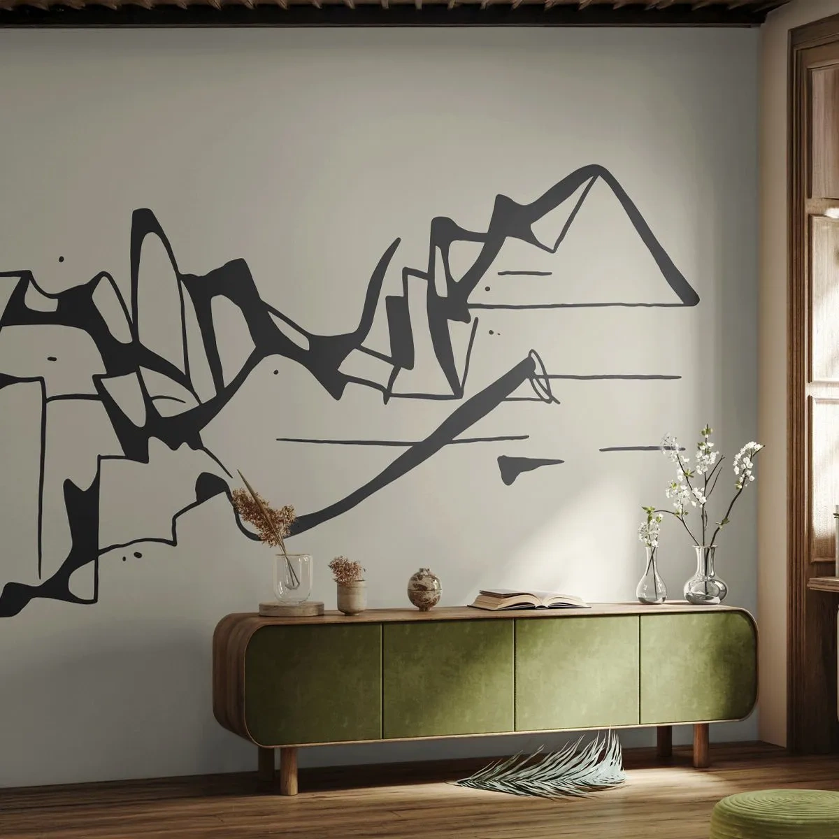 Fotomurali Premium Sand - Forse è un paesaggio - Minimalismo, Pezzo, Linea - 250x175 cm