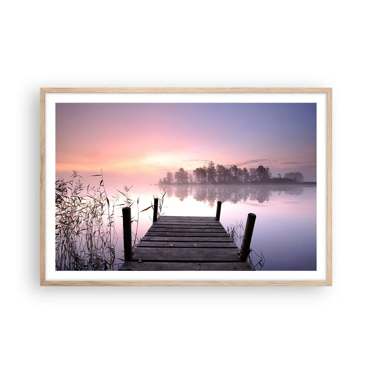 Poster in cornice rovere chiaro - Nebbia color lilla - 91x61 cm