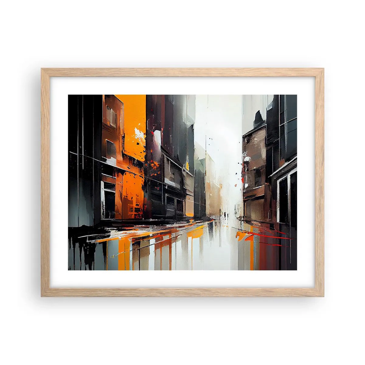 Poster in cornice rovere chiaro - Un giorno di pioggia - 50x40 cm