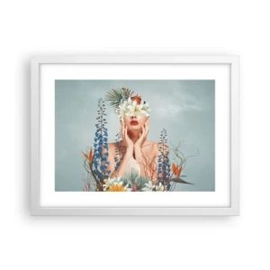 Poster in cornice bianca - Donna - fiore - 40x30 cm