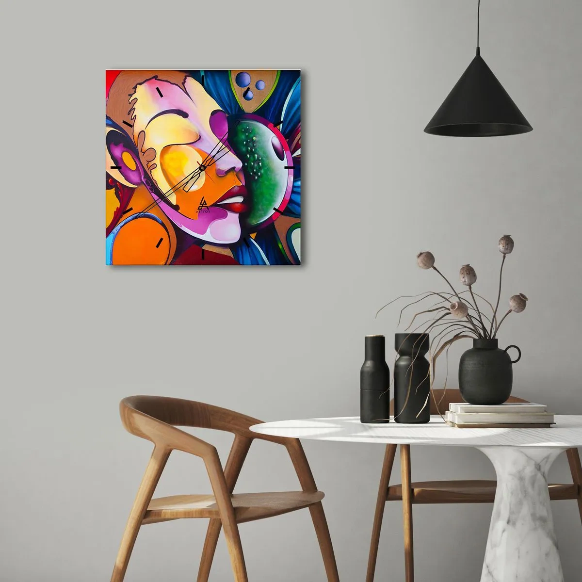 Orologio da parete - Orologio in Vetro - Toccare con il colore - 30x30 cm