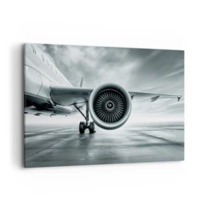 Quadro su tela - Stampe su Tela - Il motore a reazione di un aereo sulla pista - 100x70cm - C'è la forza! - Decorazione murale moderna per soggiorno e camera da letto ARTTOR