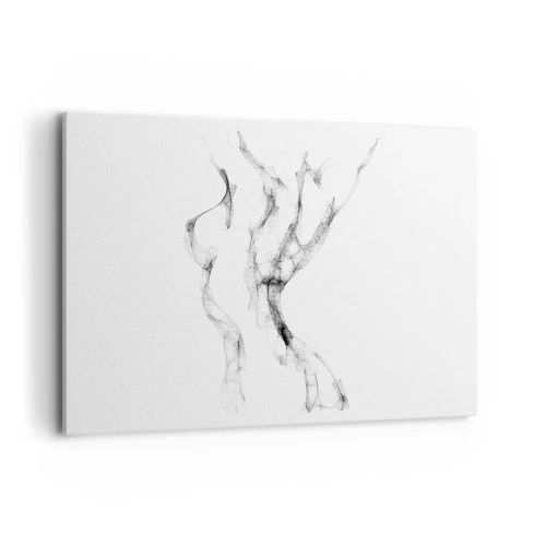 Quadro su tela - Stampe su Tela - Linee delicate e astratte che ricordano scie di fumo su uno sfondo chiaro - 100x70cm - Bella e forte - Decorazione murale moderna per soggiorno e camera da letto ARTTOR