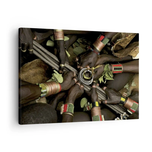 Quadro su tela - Stampe su Tela - Tradizionali braccialetti a mano in un gruppo di mani - 70x50cm - Siamo insieme - Decorazione murale moderna per soggiorno e camera da letto ARTTOR