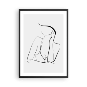 Poster in cornice nera - Una linea minimalista che raffigura la silhouette di una donna - 50x70cm - Sull'onda dei sogni - Decorazione murale moderna per soggiorno e camera da letto ARTTOR