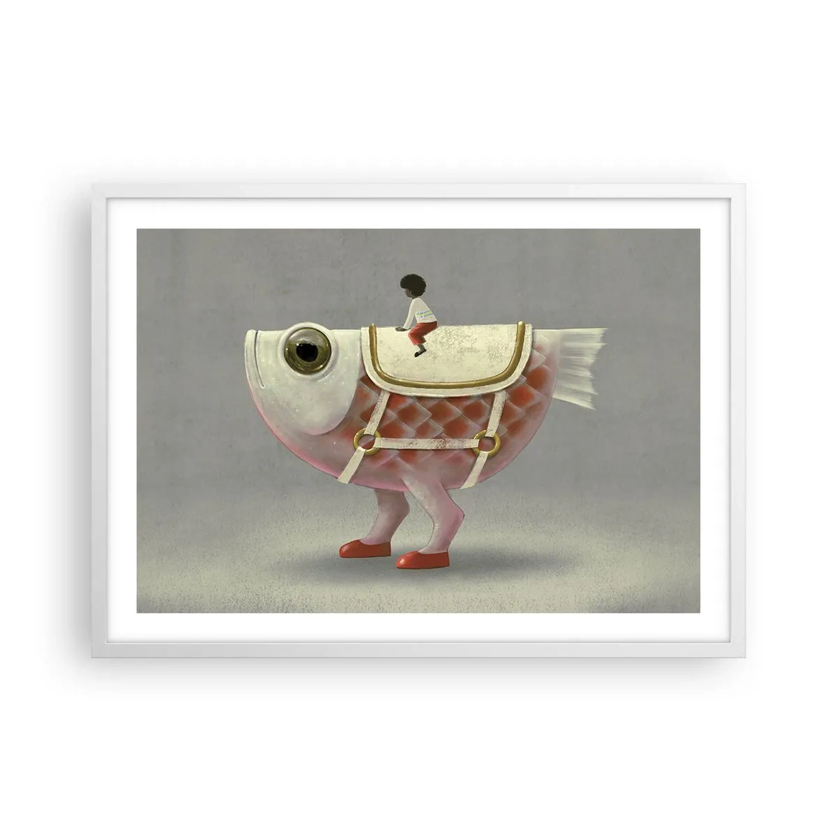 Poster in cornice bianca - Il cavaliere del pesce - 70x50 cm