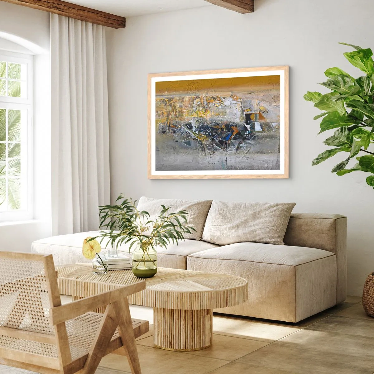 Poster in cornice rovere chiaro - Tutto andrà bene - 100x70 cm