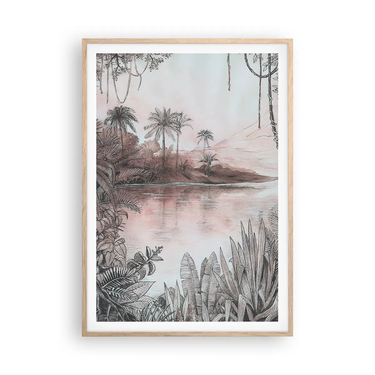 Poster in cornice rovere chiaro - Diario di un esploratore del 19esimo secolo - 70x100 cm
