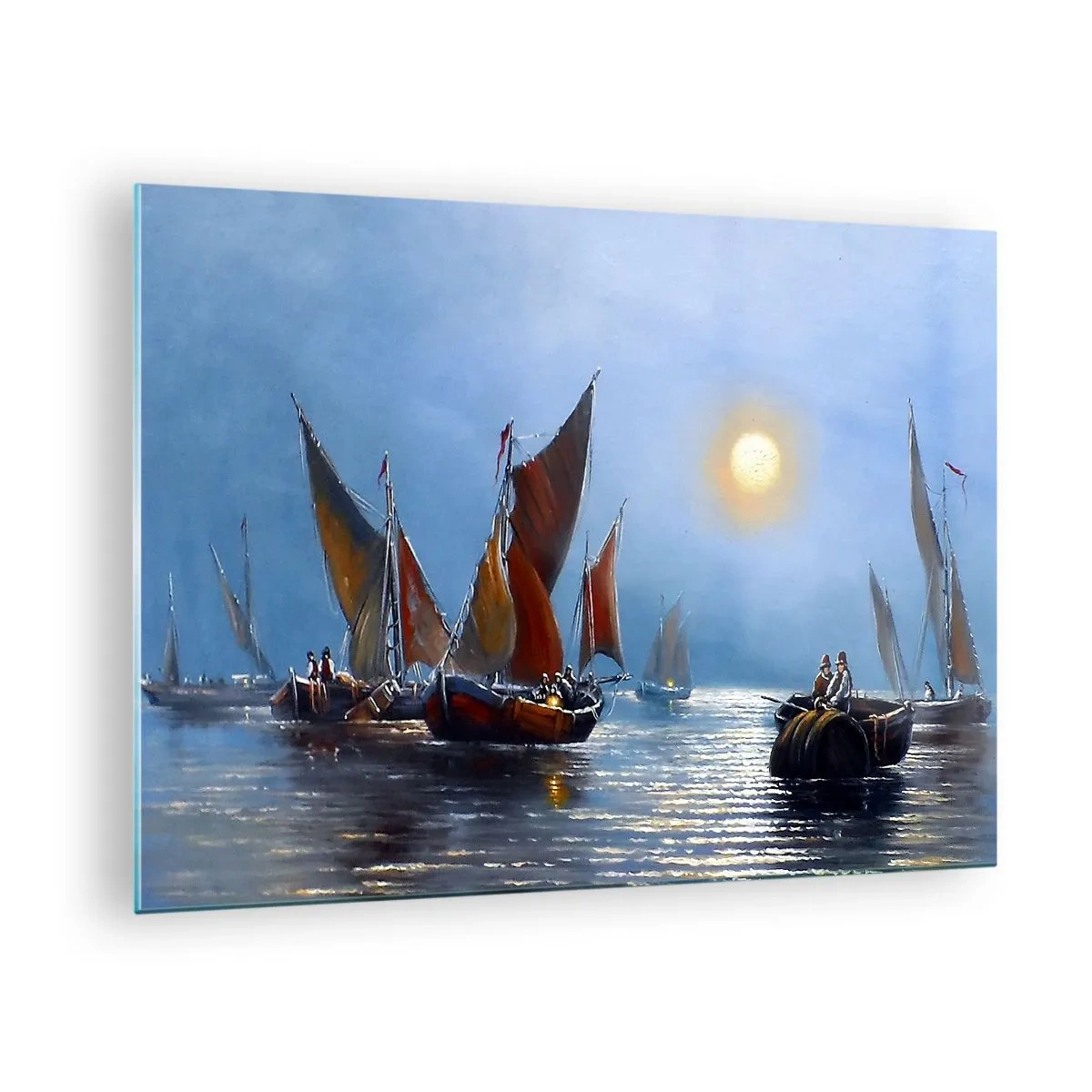 Quadro su vetro - Pesca notturna - 70x50 cm