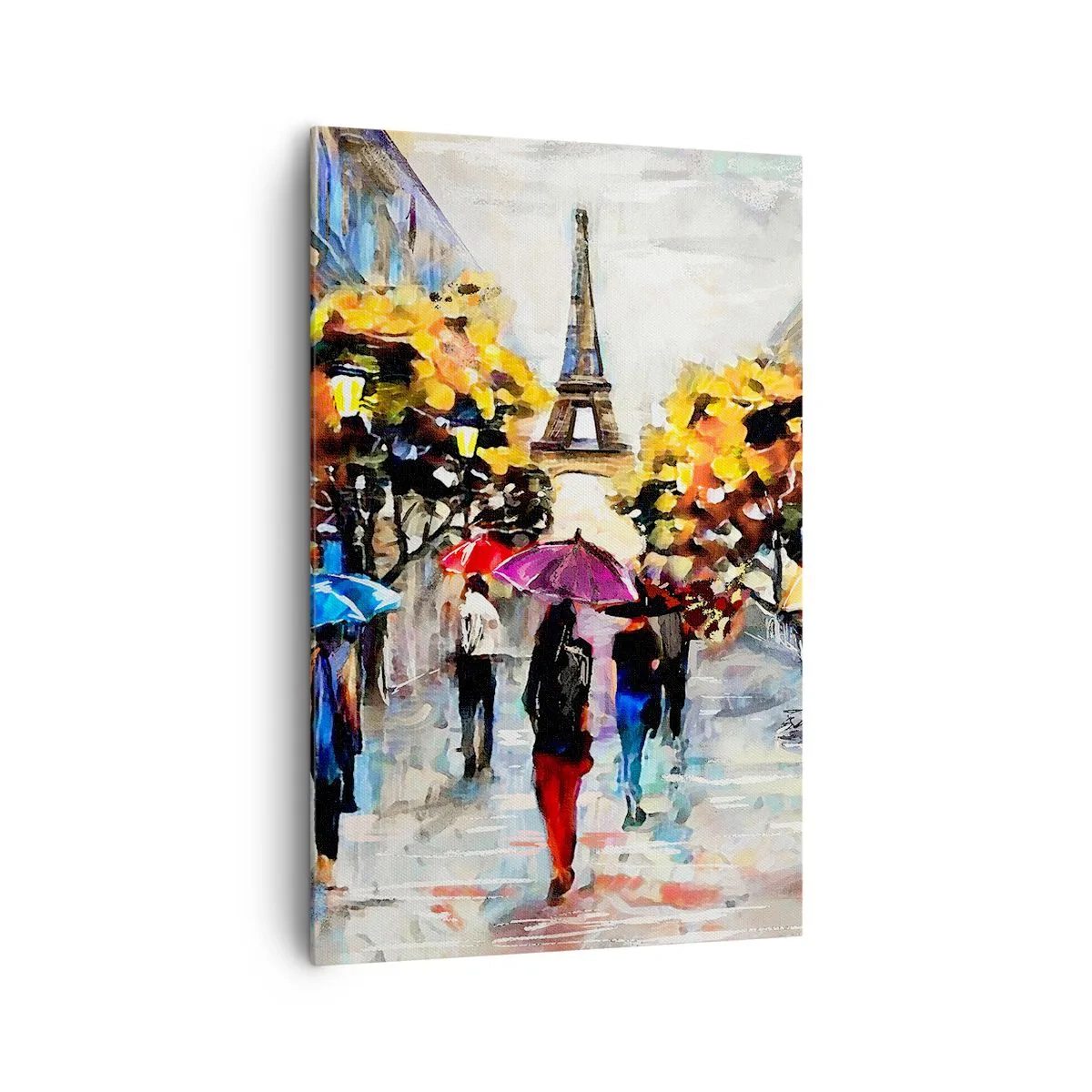 Quadro su tela - Stampe su Tela - Una passeggiata autunnale a Parigi con vista sulla Torre Eiffel - 80x120cm - Bella soprattutto d'autunno - Decorazione murale moderna per soggiorno e camera da letto ARTTOR