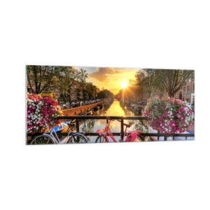 Quadro su vetro - Mattino di primavera ad Amsterdam - 100x40 cm