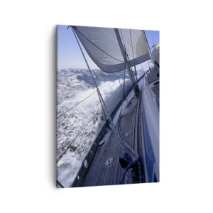 Quadro su tela - Stampe su Tela - Una barca a vela in un mare in tempesta con vele bianche e un ponte di legno. - 50x70cm - So cosa vuol dire volare - Decorazione murale moderna per soggiorno e camera da letto ARTTOR