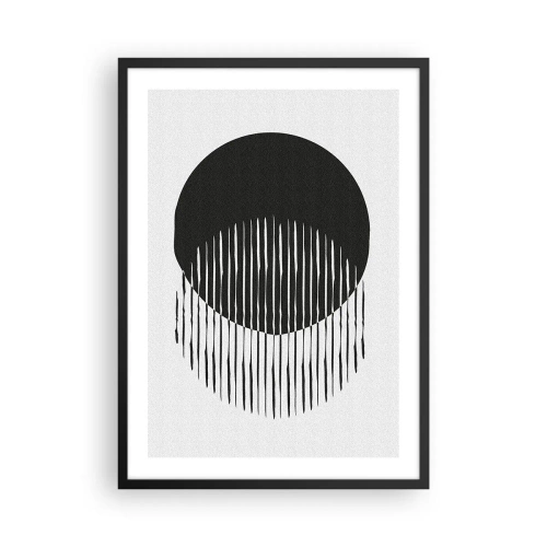 Poster in cornice nera - Composizione astratta di un cerchio nero e linee verticali - 50x70cm - Il suo alter ego - Decorazione murale moderna per soggiorno e camera da letto ARTTOR