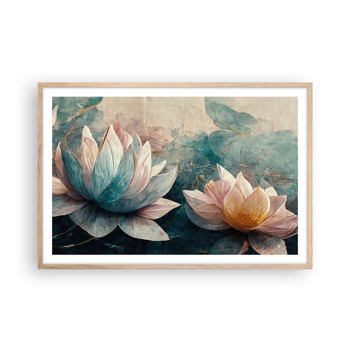 Poster in cornice rovere chiaro - Le stelle del lago - 91x61 cm