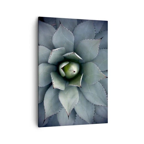 Quadro su tela - Stampe su Tela - Primo piano di una rosetta di agave in delicate tonalità di verde - 50x70cm - Adesca e minaccia - Decorazione murale moderna per soggiorno e camera da letto ARTTOR