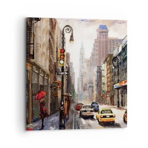 Quadro su tela - Stampe su Tela - New York: colorata anche sotto la pioggia - 70x70 cm
