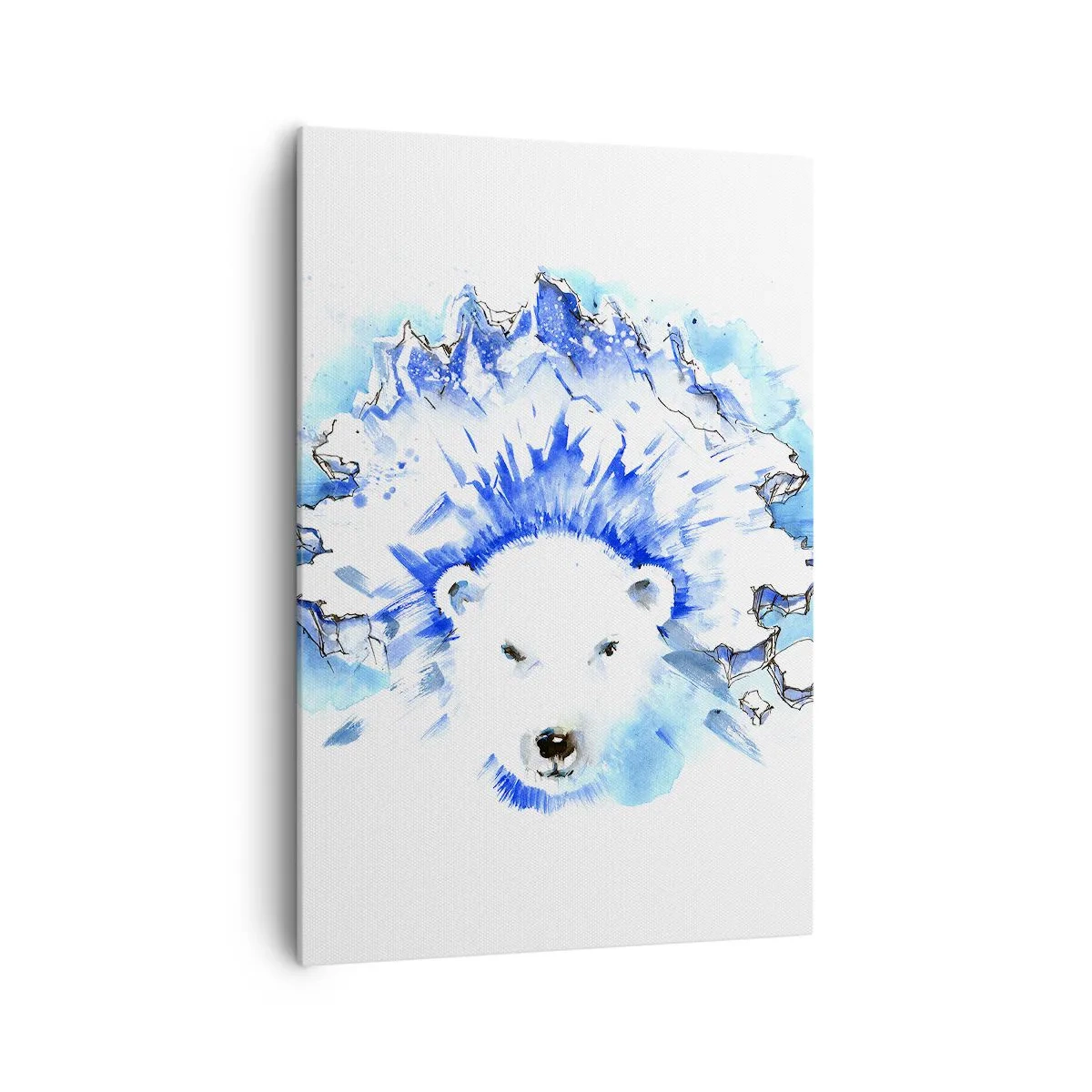 Quadro su tela - Stampe su Tela - Dipinto artistico ad acquerello di un orso polare con un motivo ghiacciato - 70x100cm - Il re dell'Artide con la corona di ghiaccio - Decorazione murale moderna per soggiorno e camera da letto ARTTOR