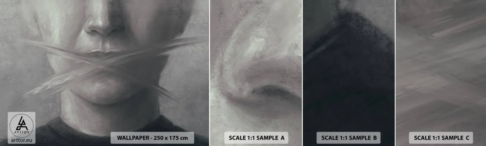 Campione Di Fotomurale Standard Eco - Neanche una parola - Astrazione, Grafica, Viso - 100x30 cm