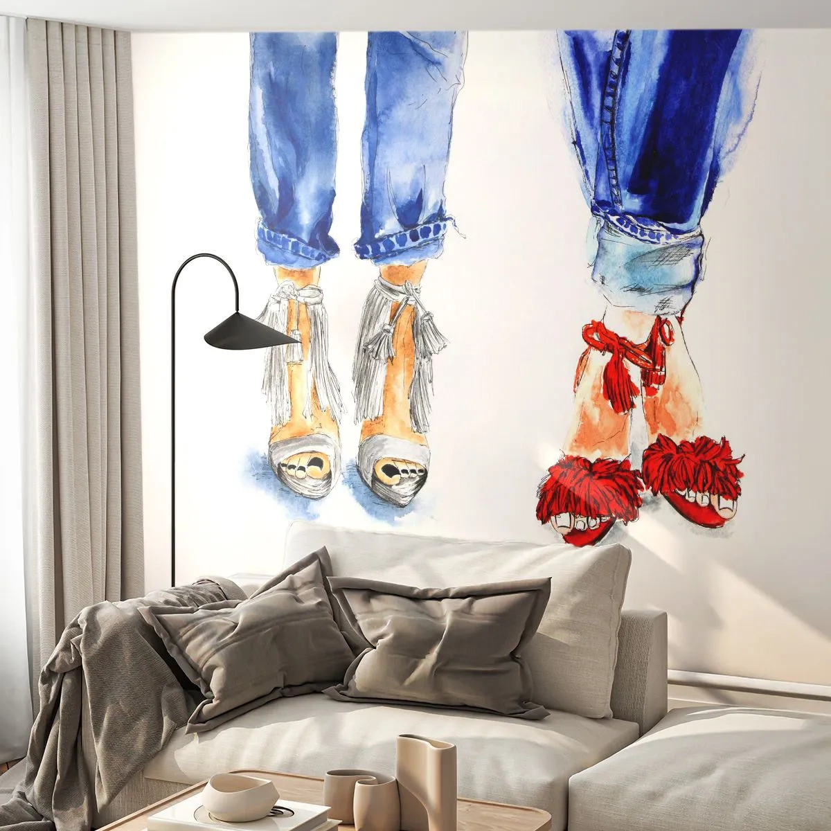 Fotomurali Premium Canvas - Facciamo una passeggiata? - Donna, Moda, Calzature - 150x105 cm