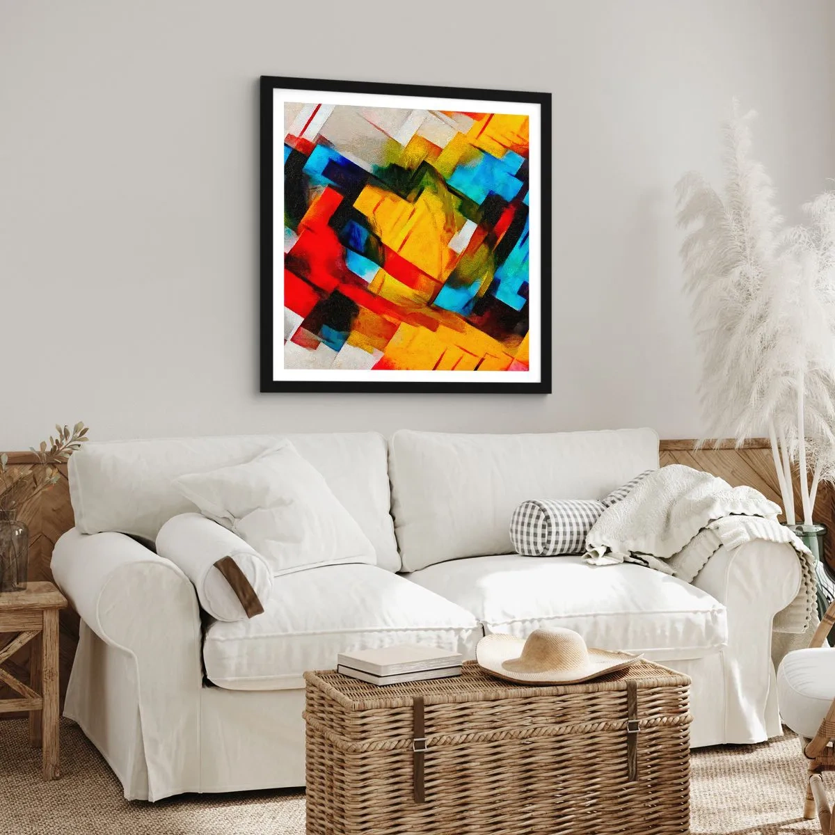 Poster in cornice nera - Intreccio multicolore - 50x50 cm
