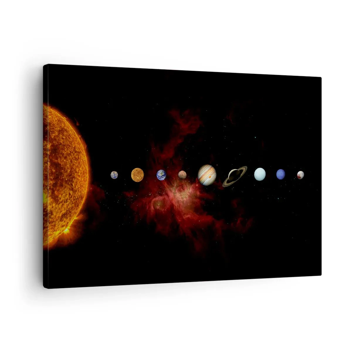 Quadro su tela - Stampe su Tela - Il sistema solare con i pianeti sullo sfondo dello spazio - 70x50cm - Il nostro vicinato - Decorazione murale moderna per soggiorno e camera da letto ARTTOR