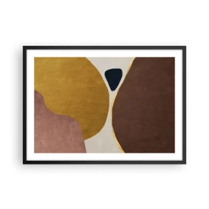 Poster in cornice nera - Una composizione astratta con forme geometriche dai colori caldi. - 70x50cm - Astrazione: un luogo nello spazio - Decorazione murale moderna per soggiorno e camera da letto ARTTOR