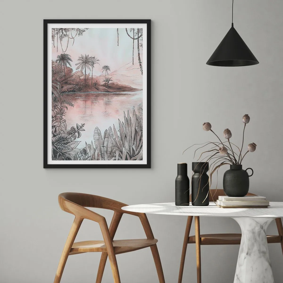 Poster in cornice nera - Diario di un esploratore del 19esimo secolo - 70x100 cm