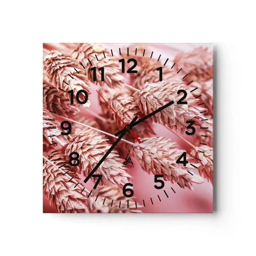 Orologio da parete - Orologio in Vetro - Cascata di fiori in rosa - 40x40 cm