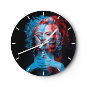 Orologio da parete - Orologio in Vetro - Donna effetto 3D nei colori blu e rosso - 30x30cm - Alter ego - Decorazione murale moderna per soggiorno, cucina e camera da letto ARTTOR