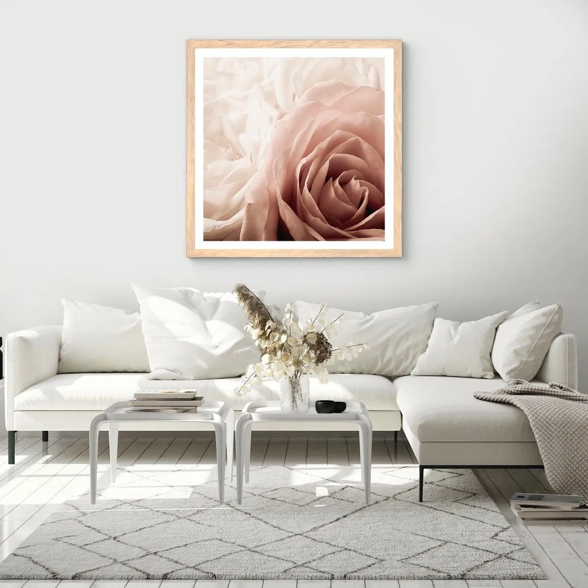 Poster in cornice rovere chiaro - Nel cuore della rosa - 50x50 cm