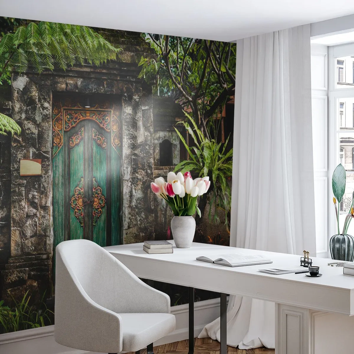 Fotomurali Autoadesivo Deluxe Sticker - Le porte verso un mondo esotico - Porta Con Ornamento, Architettura, Mistero - 250x175 cm