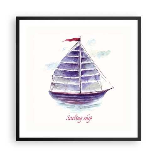 Poster in cornice nera - Gonfie vele e mare calmo - 60x60 cm